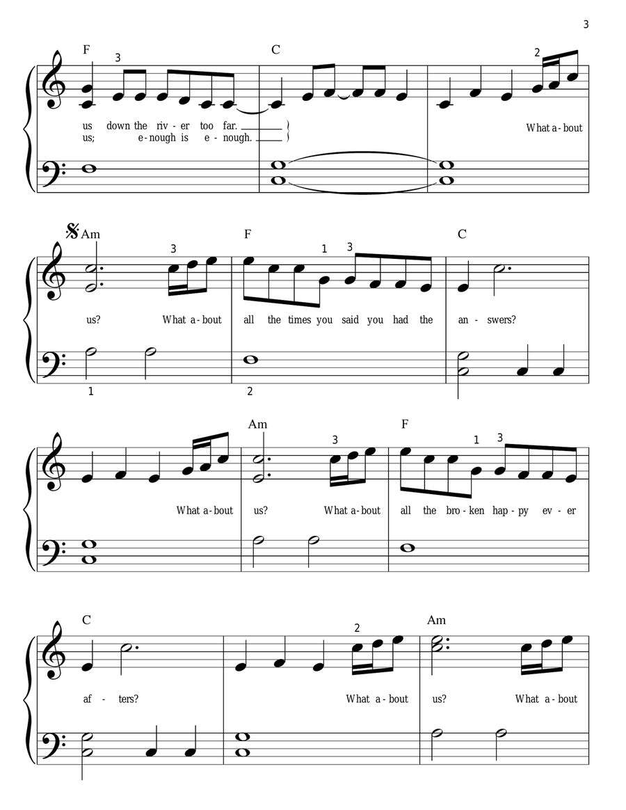 What About Us Easy Piano scores gallery preview page 3