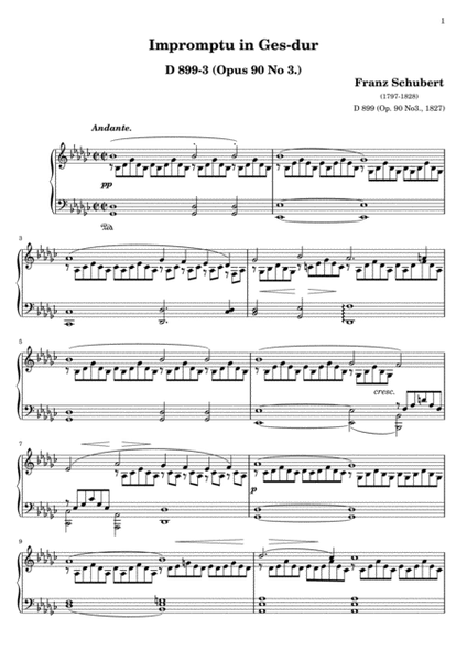 Schubert  - Four Impromptus, Op. 90, D. 899: No. 3 in Gb Major( Original Version) image number null