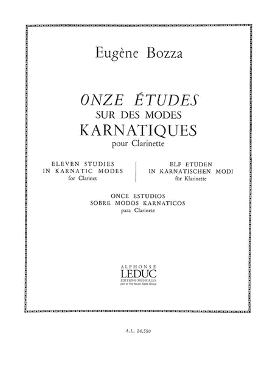 11 Etudes Sur Les Modes Karnatiques (clarinet Solo)