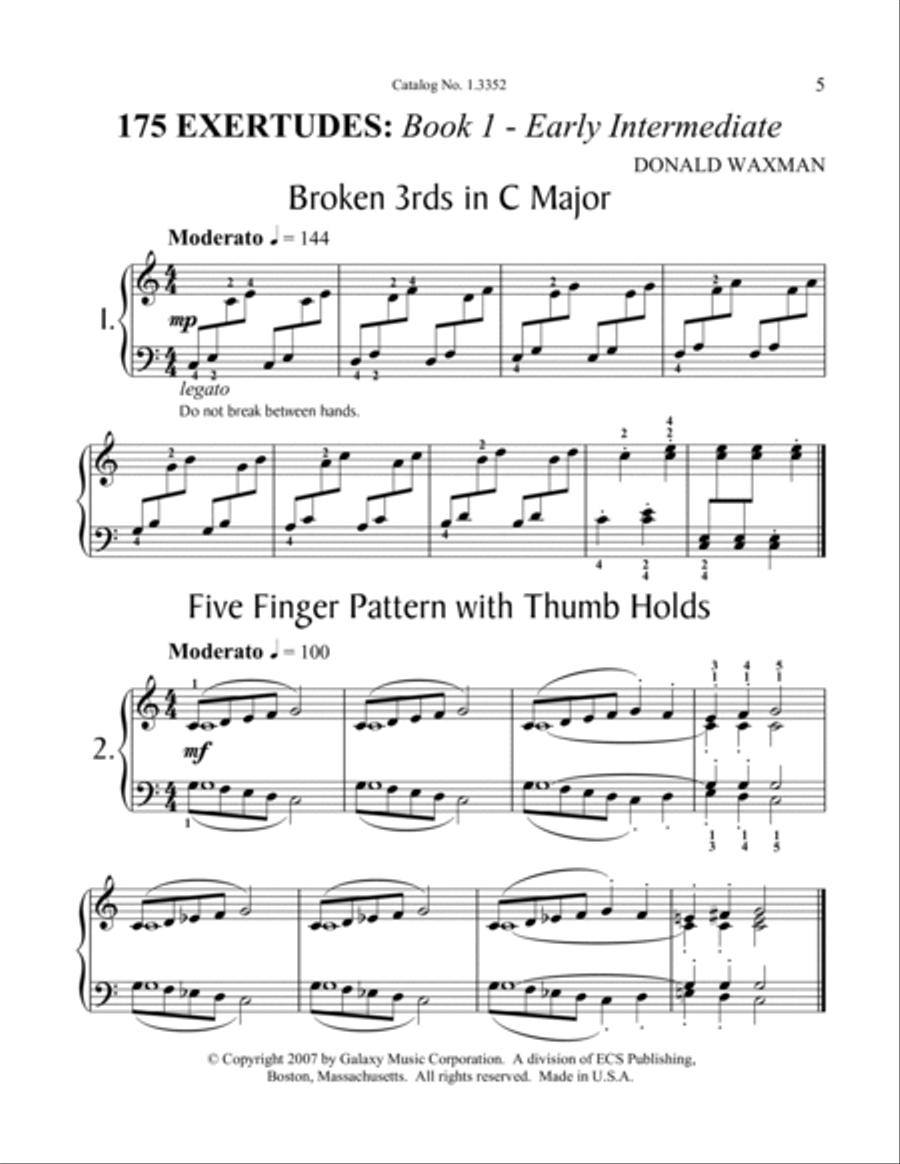 175 Exertudes, Book 1: Early Intermediate Piano Solo scores gallery preview page 3
