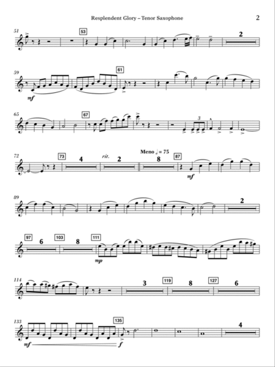 Resplendent Glory - Bb Tenor Saxophone Concert Band scores gallery preview page 2