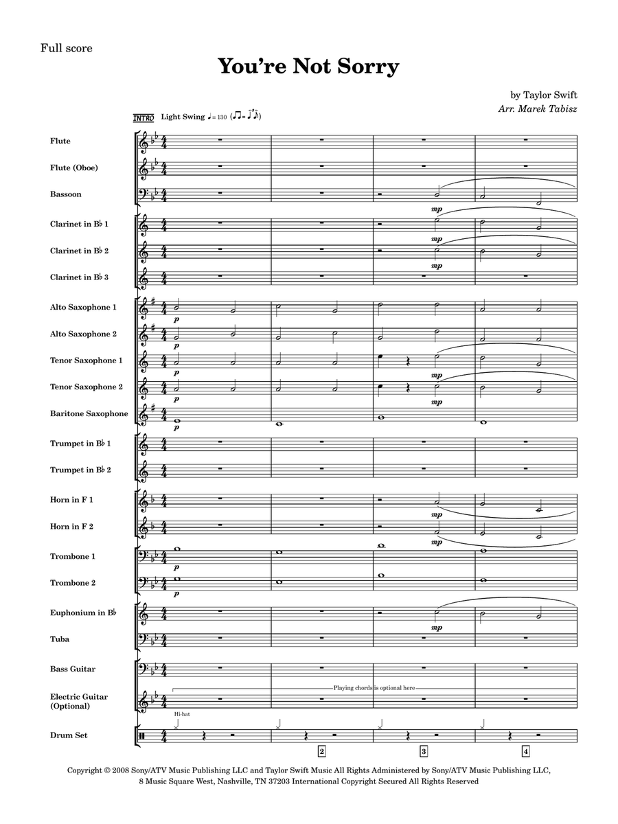You're Not Sorry You're Not Sorry Concert Band scores gallery preview page 2