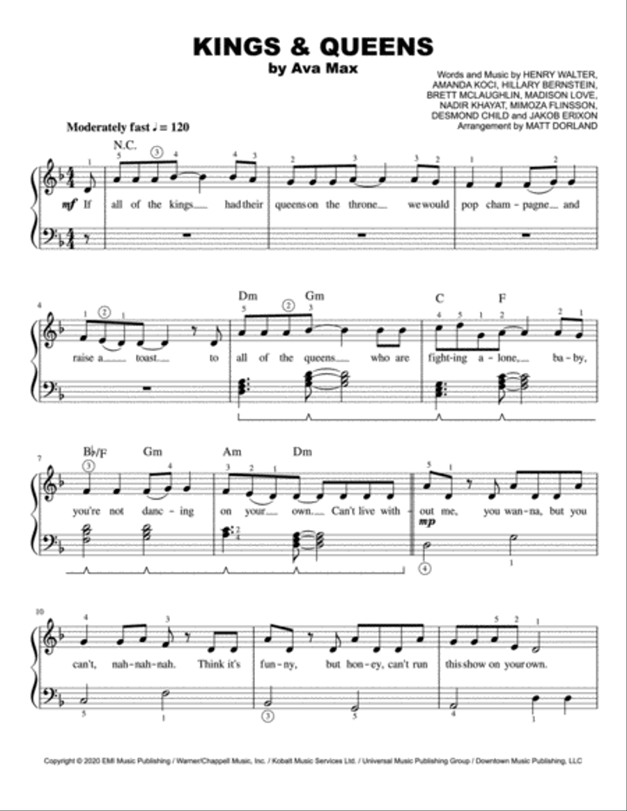Kings & Queens Easy Piano scores gallery preview page 1