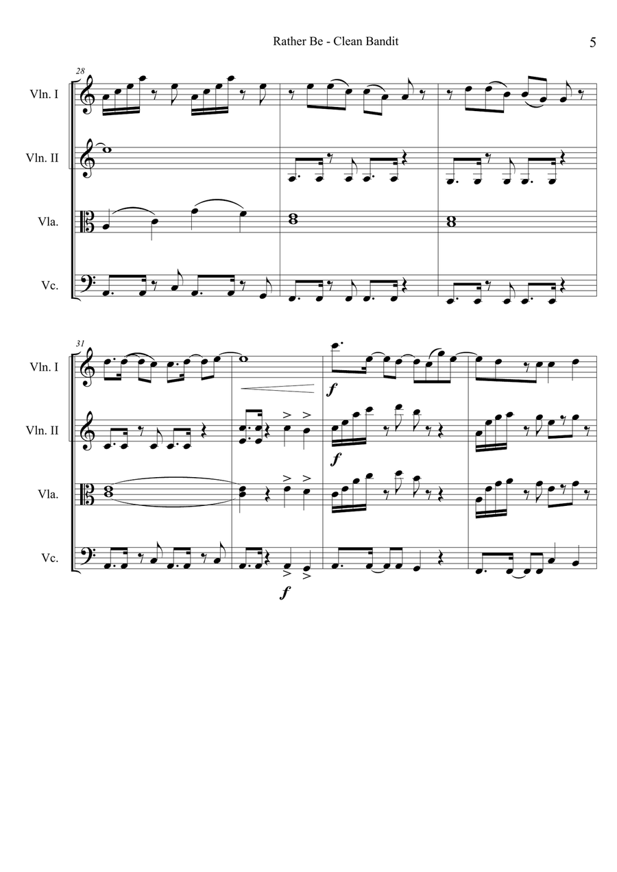 Rather Be Rather Be String Quartet scores gallery preview page 5