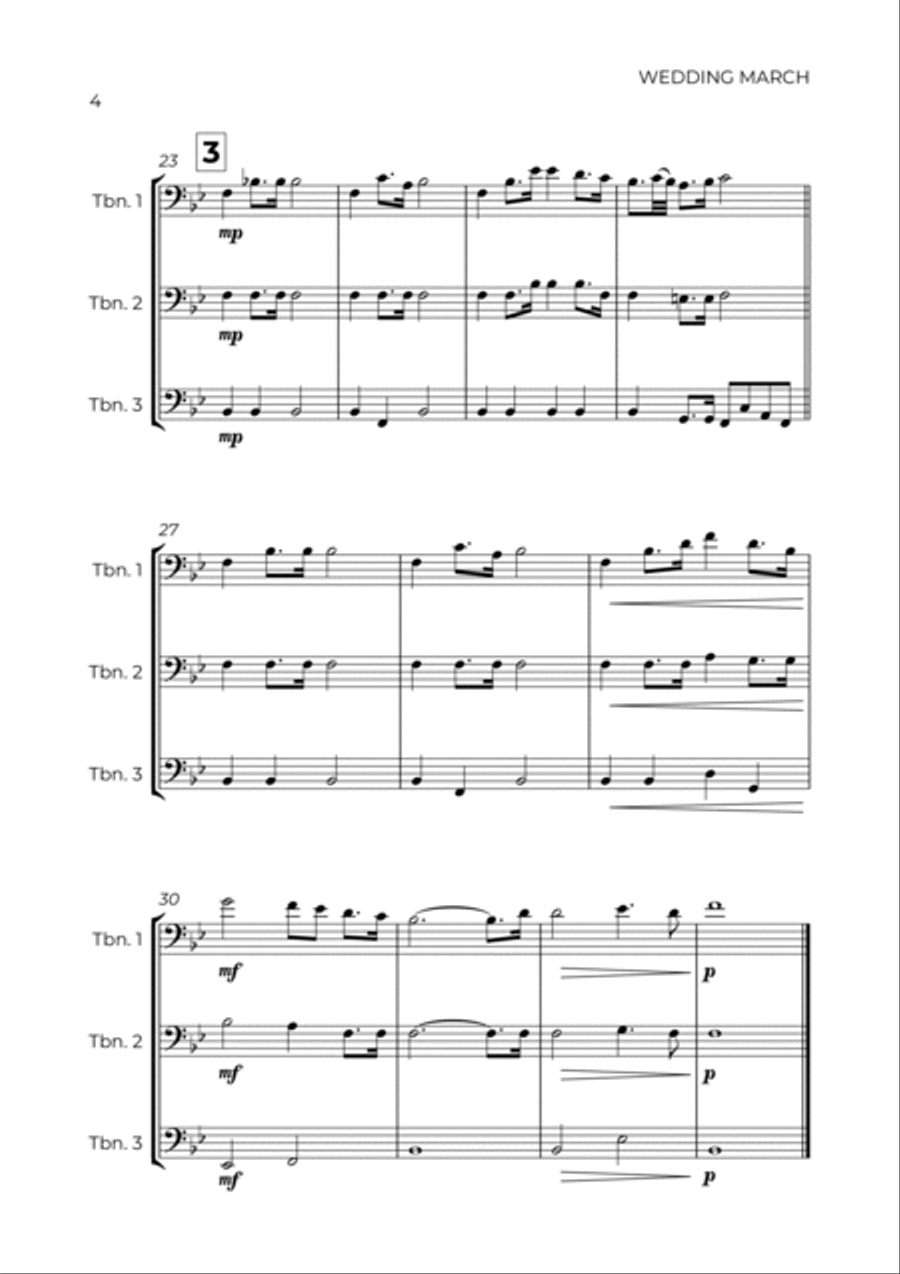 WEDDING MARCH - RICHARD WAGNER - TROMBONE TRIO Trombone Trio scores gallery preview page 4