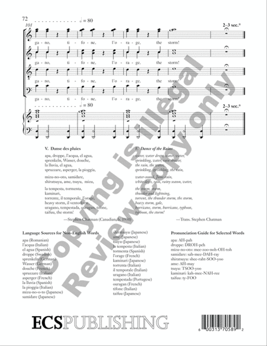 Earth Songs: 5. Danse des Pluies Divisi scores gallery preview page 8