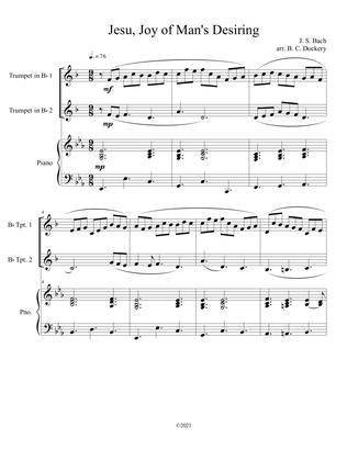 Jesu, Joy of Man's Desiring (Trumpet Duet) with optional piano accompaniment