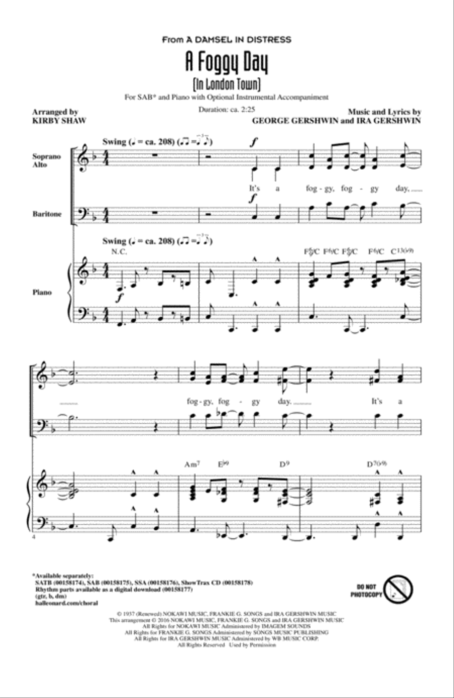 A Foggy Day (In London Town) 3-Part scores gallery preview page 1