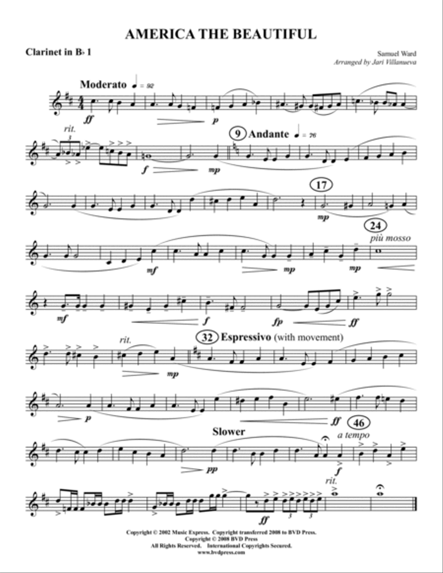 America the Beautiful Clarinet Quartet scores gallery preview page 3