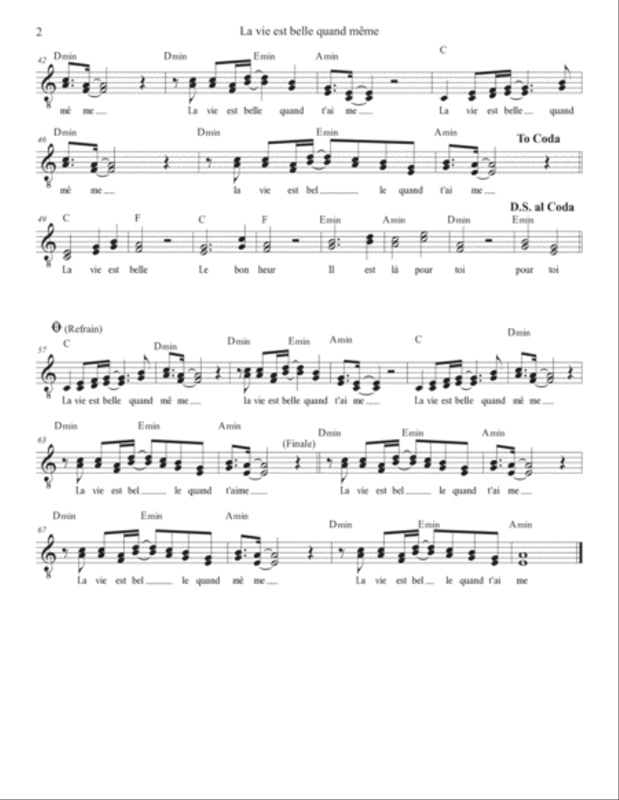 La vie est belle quand même Electric Guitar scores gallery preview page 2