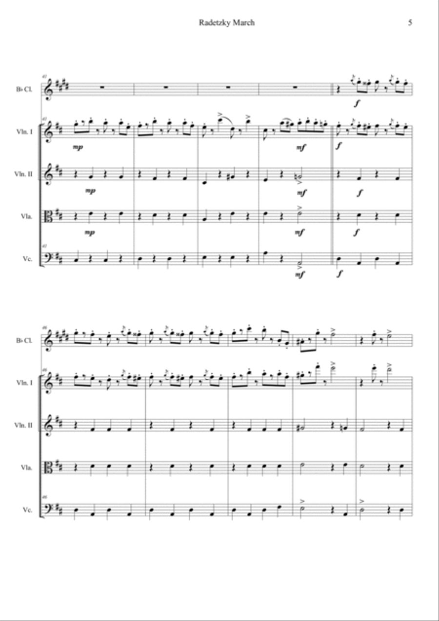 Radetzky Marsch Radetzky Marsch Clarinet scores gallery preview page 5
