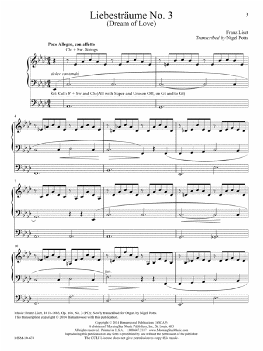 Liebestraume No. 3 (Dream of Love) Organ scores gallery preview page 3