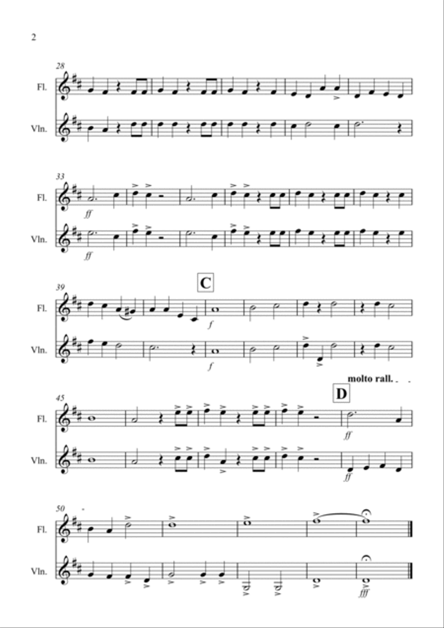 Hallelujah Chorus for Flute and Violin Duet Flute scores gallery preview page 2
