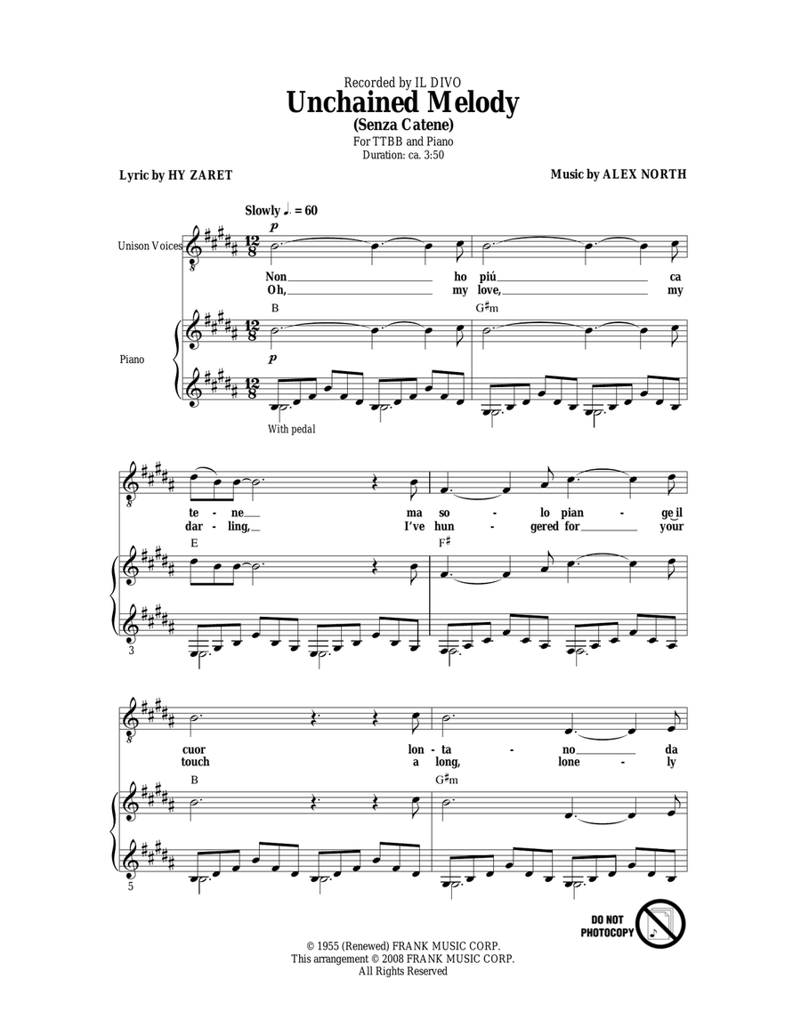 Unchained Melody TTBB scores gallery preview page 1