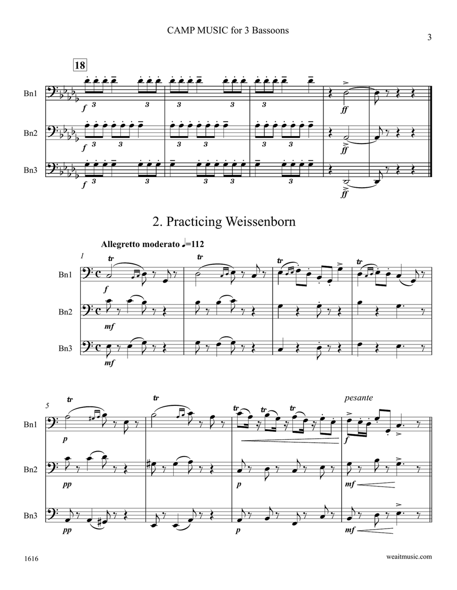 Camp Music for 3 bassoons (6’34) Woodwind Trio scores gallery preview page 3