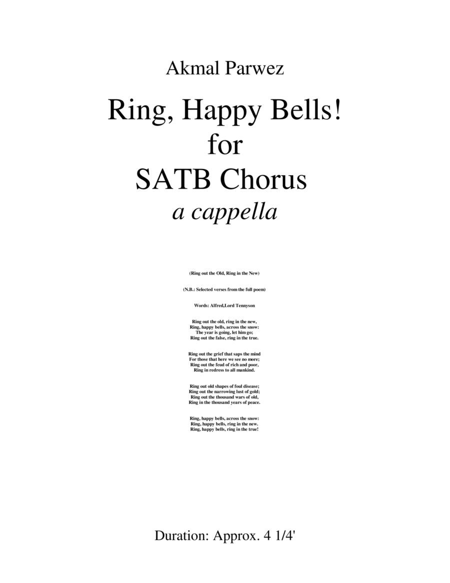 Ring, Happy Bells! for SATB Chorus a cappella 4-Part scores gallery preview page 1