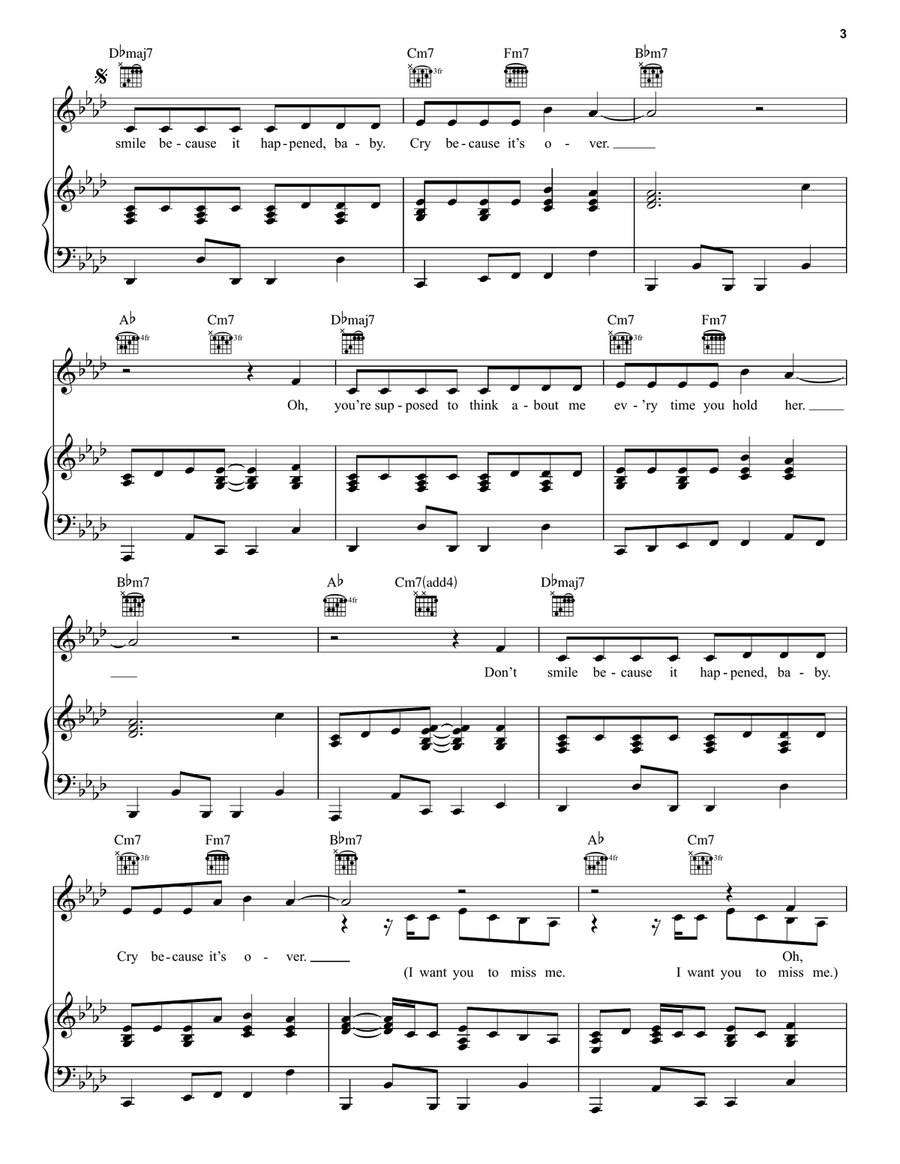 Don't Smile Piano, Vocal, Guitar scores gallery preview page 3