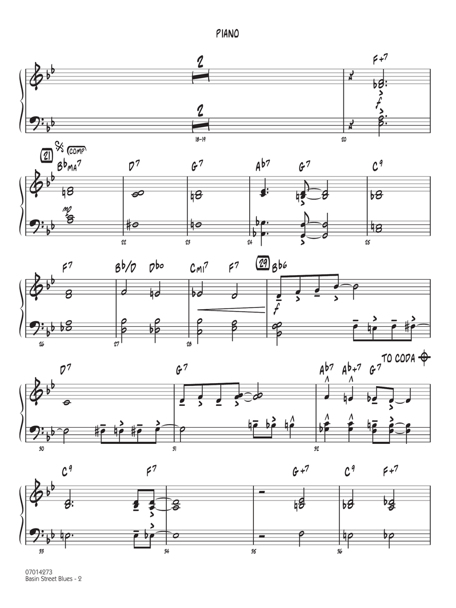 Basin Street Blues (arr. Michael Sweeney) - Piano Jazz Ensemble scores gallery preview page 2