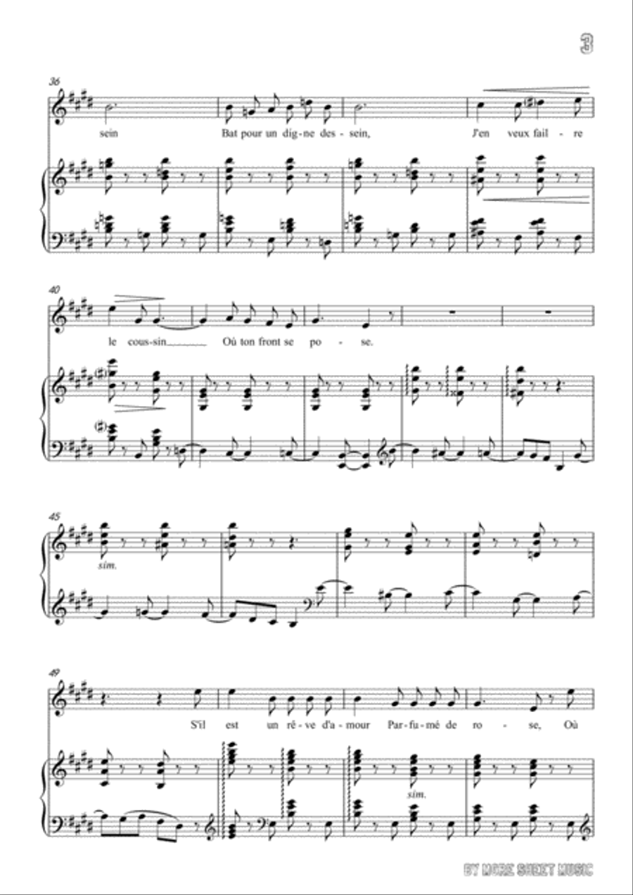 Franck-S'il est un charmant gazon in E Major,for voice and piano Voice Solo scores gallery preview page 5