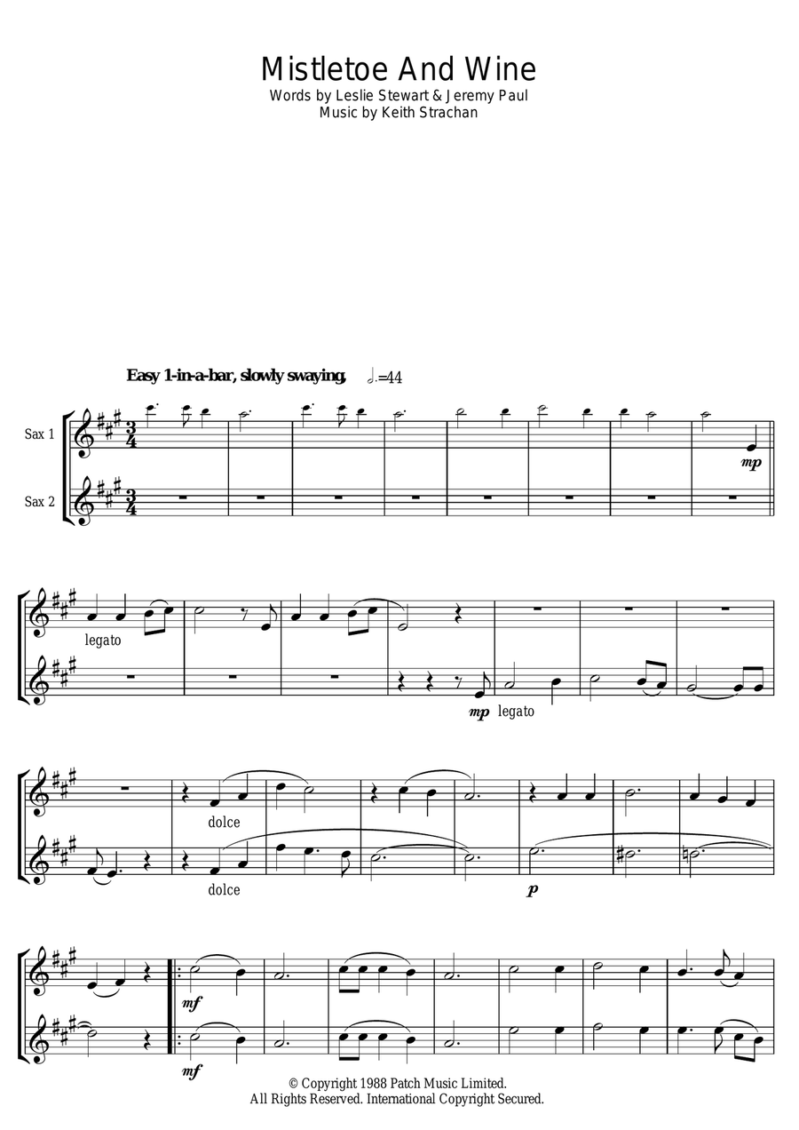 Mistletoe And Wine Mistletoe And Wine Tenor Saxophone scores gallery preview page 1