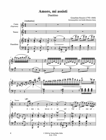 Amore, mi assisti -Duettino für zwei Singstimmen (Sopran und Tenor) und Klavier-