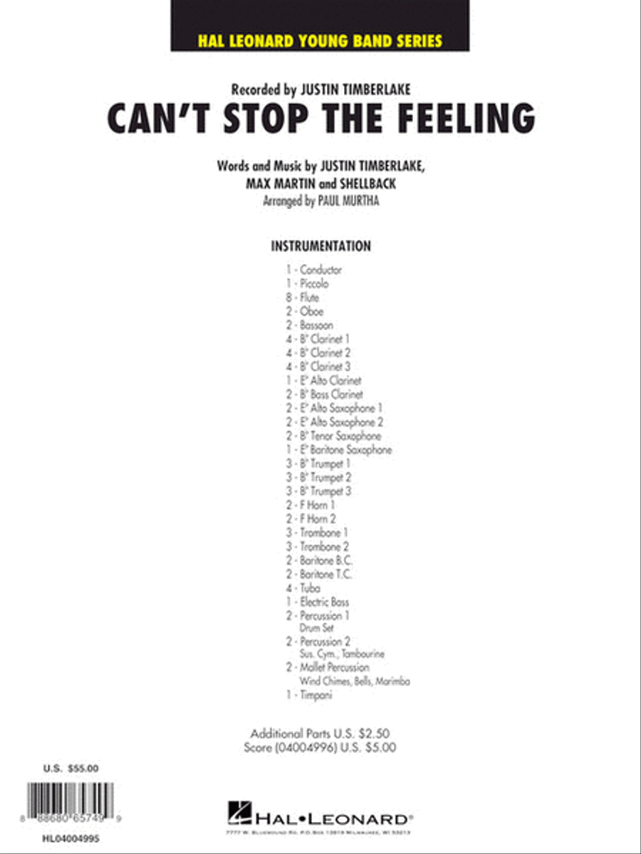 Can't Stop the Feeling Concert Band scores gallery preview page 6