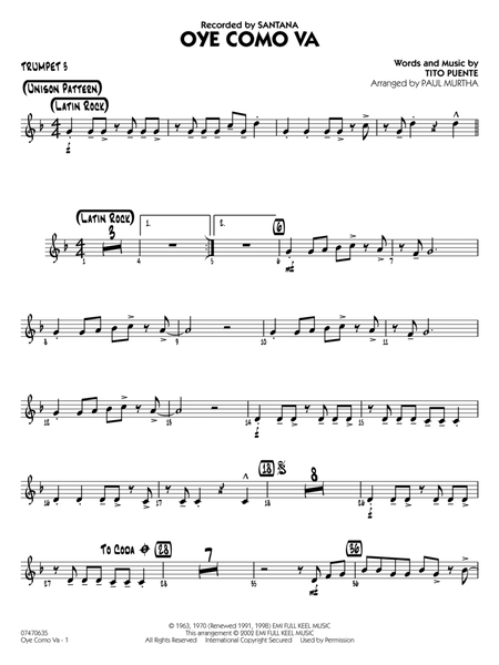 Oye Como Va (arr. Paul Murtha) - Trumpet 3