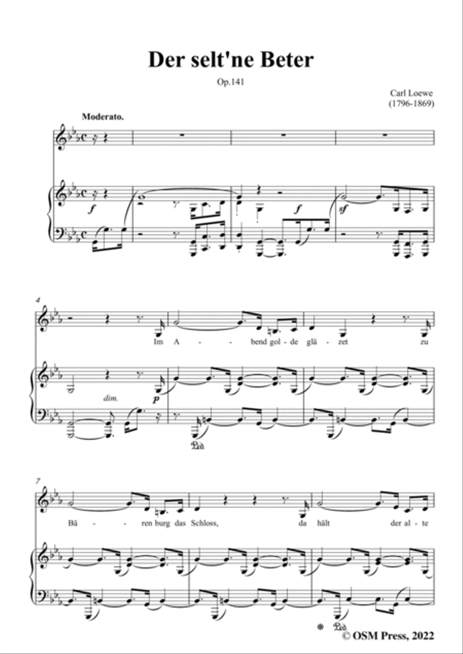 Loewe-Der selt'ne Beter,in c minor,Op.141,for Voice and Piano Voice Solo scores gallery preview page 3