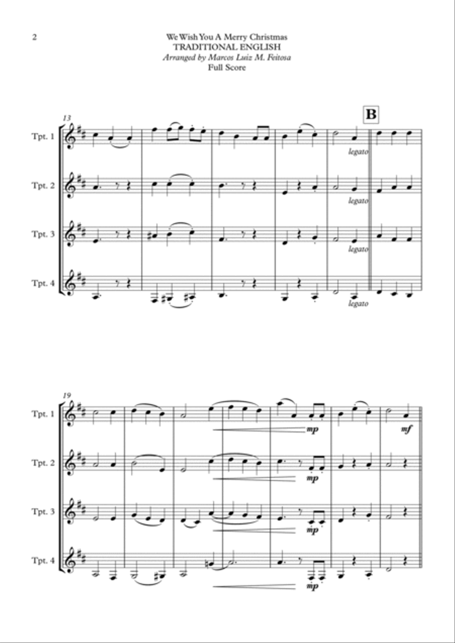 We Wish You A Merry Christmas - Trumpet Quartet Brass Ensemble scores gallery preview page 4