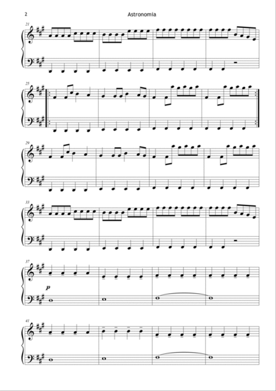 Astronomia Easy Piano scores gallery preview page 2