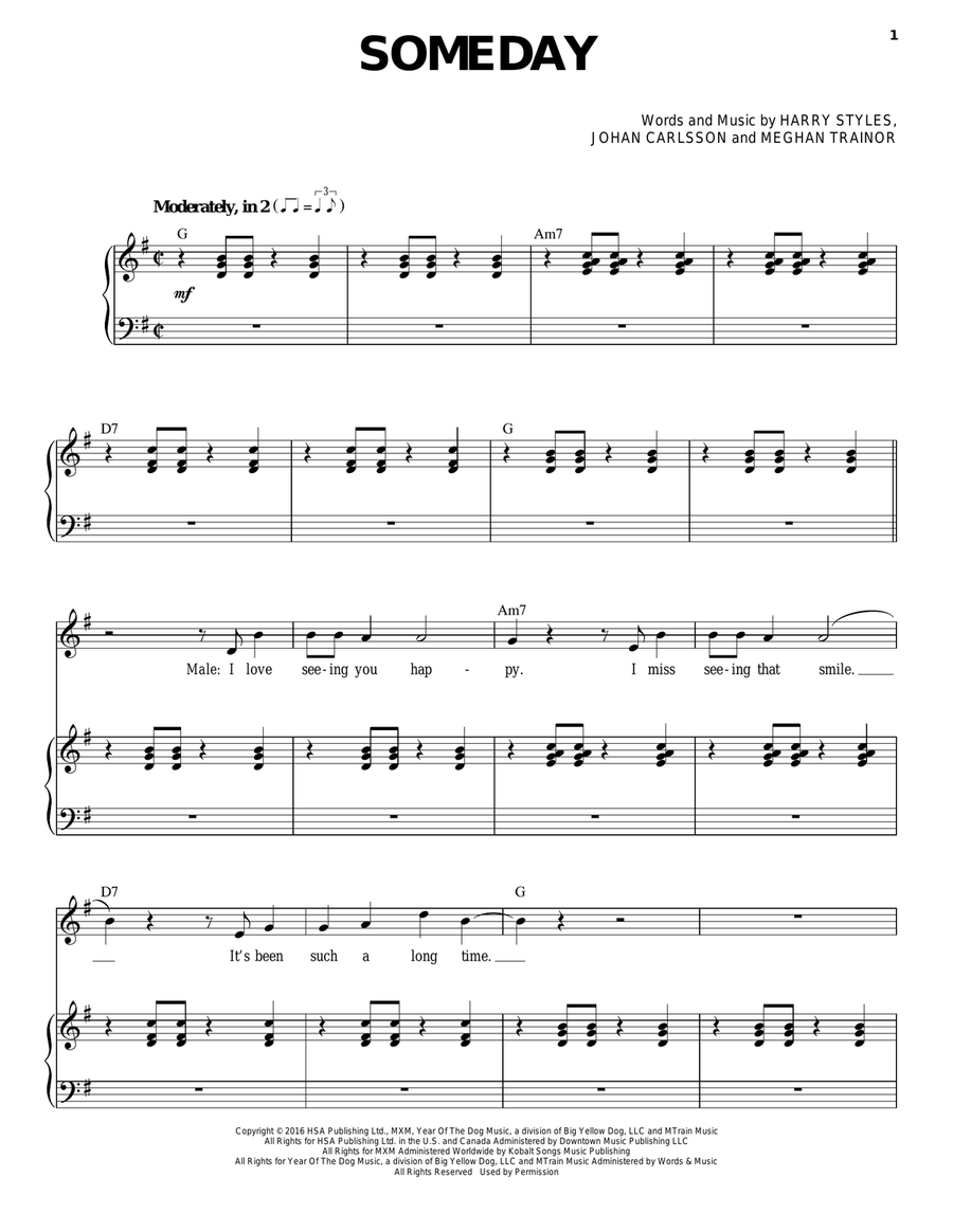 Someday Piano, Vocal scores gallery preview page 1
