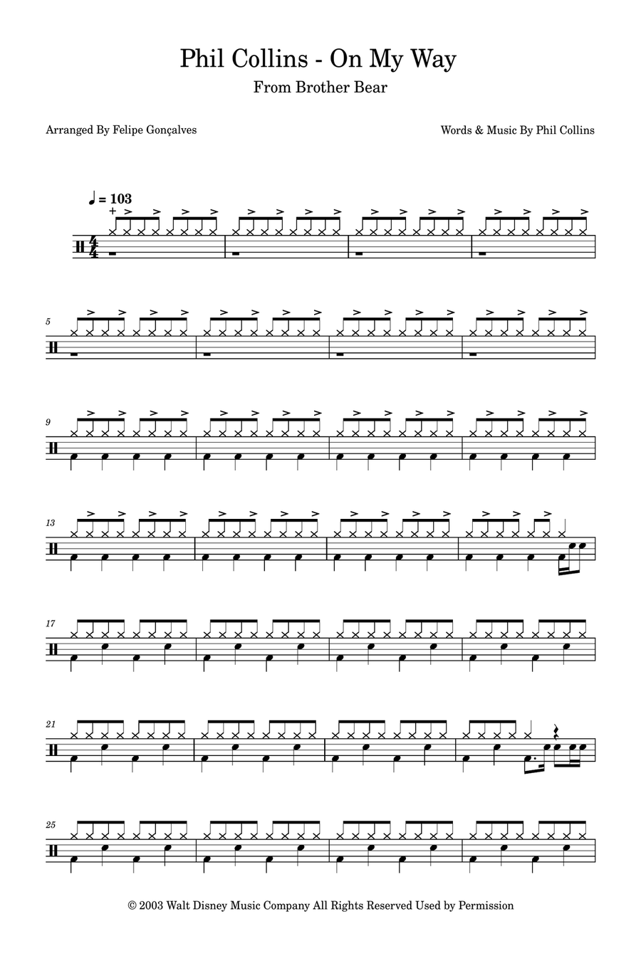 On My Way Drum Set scores gallery preview page 1