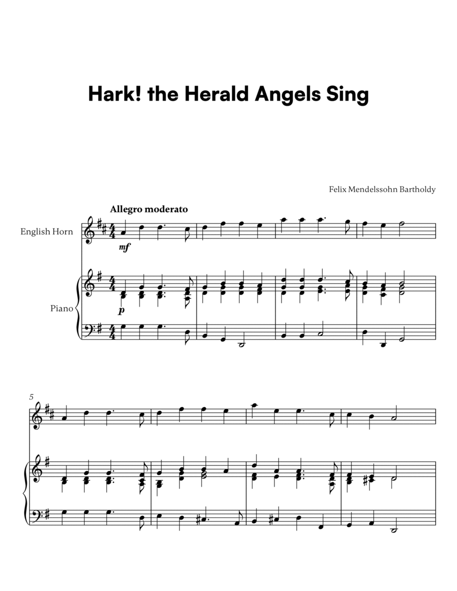 Hark! the Herald Angels Sing (for English Horn and Piano) image number null