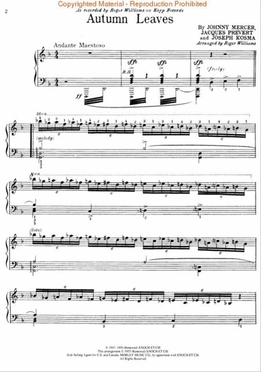 Autumn Leaves Piano Solo scores gallery preview page 2