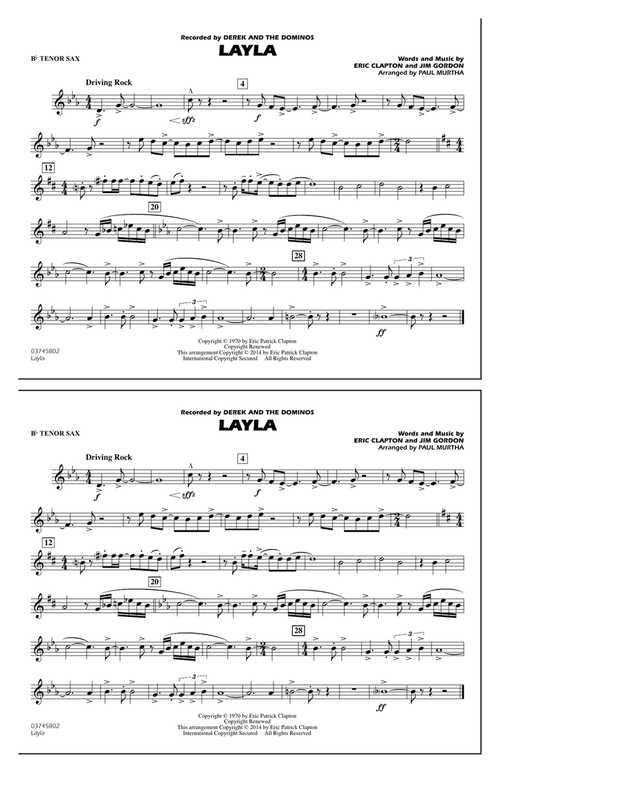 Layla - Bb Tenor Sax