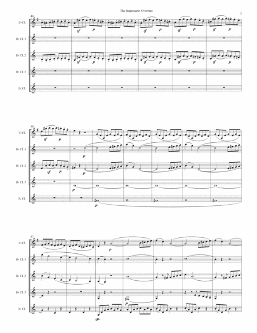 The Impresario Overture for clarinet quintet The Impresario Overture for clarinet quintet Clarinet Quintet scores gallery preview page 3