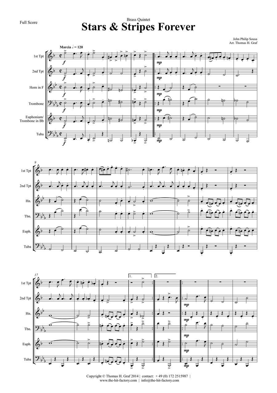 Stars and Stripes forever - Sousa - Brass Quintet Brass Quintet scores gallery preview page 1