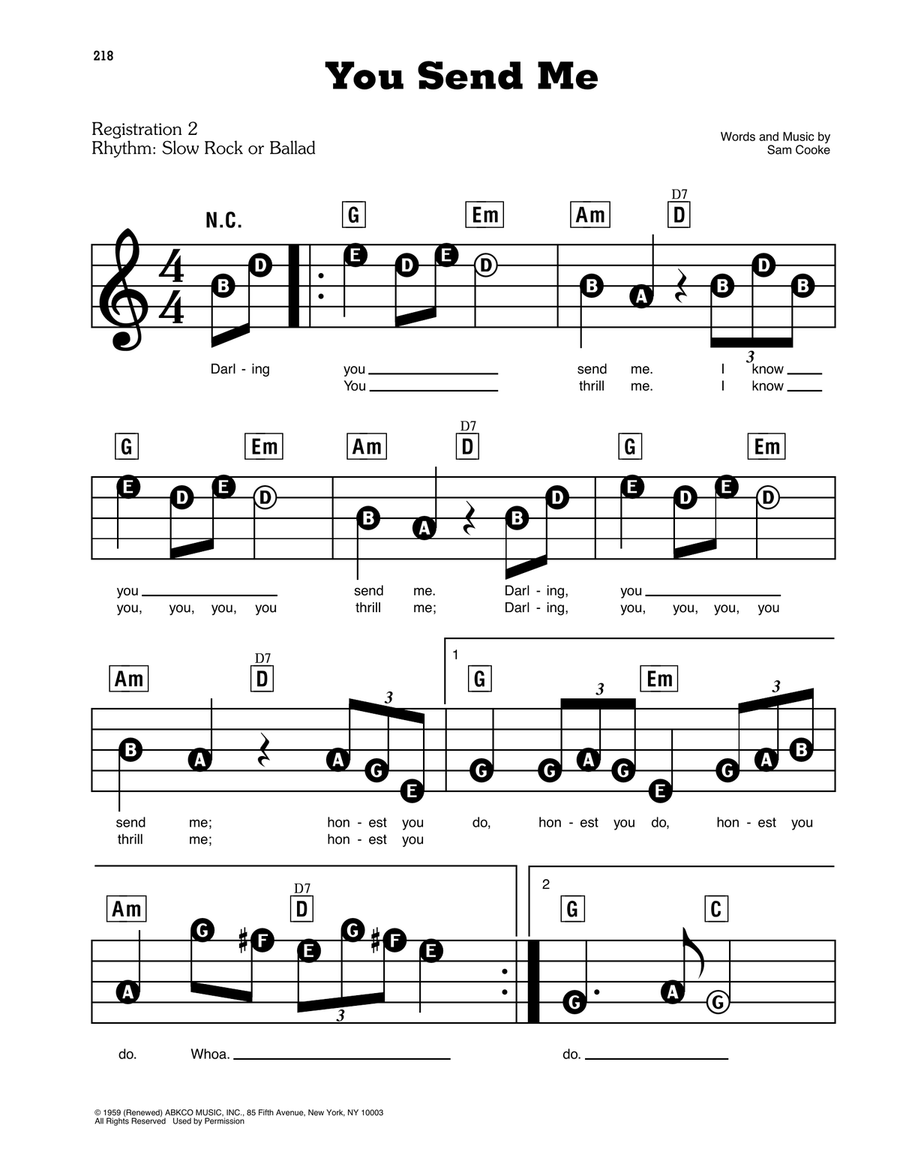 You Send Me Electronic Keyboard scores gallery preview page 1