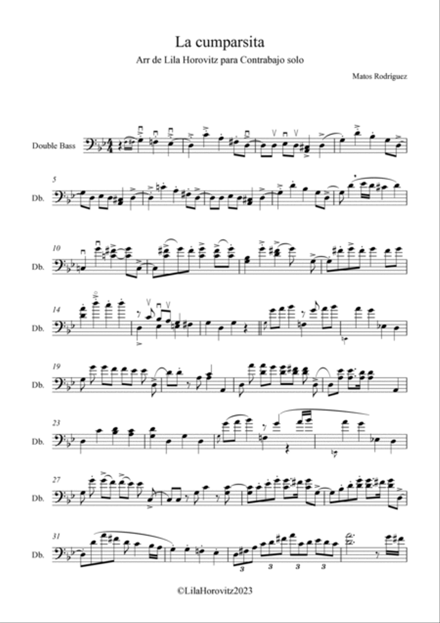 La cumparsita for solo doublebass Double Bass scores gallery preview page 2
