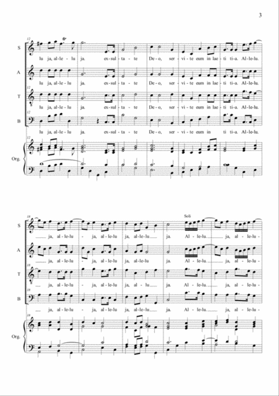 CANTATE DOMINO - From "Ode for St. Cecilia's Day (HWV 76) - Arr. for SATB Choir and Org. image number null