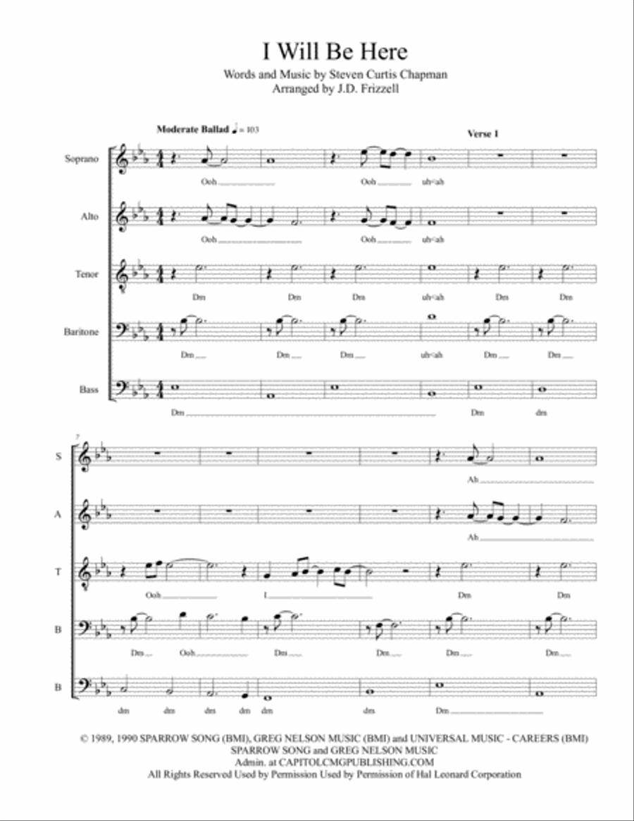 I Will Be Here 4-Part scores gallery preview page 1