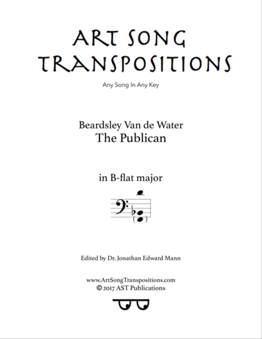 VAN DE WATER: The Publican (transposed to B-flat major, bass clef) Voice scores gallery preview page 1