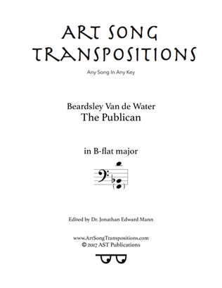 Book cover for VAN DE WATER: The Publican (transposed to B-flat major, bass clef)