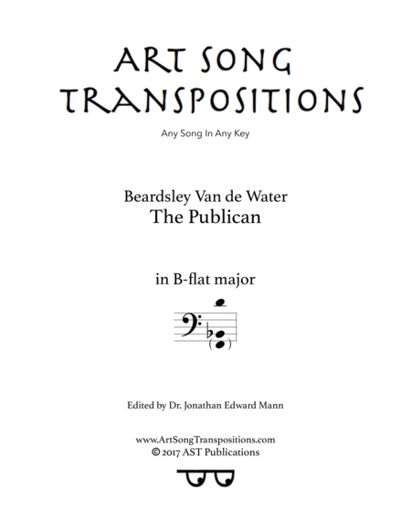 VAN DE WATER: The Publican (transposed to B-flat major, bass clef)