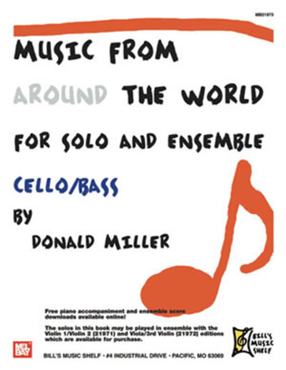 Book cover for Music From Around The World For Solo & Ensemble, Cello-Bass