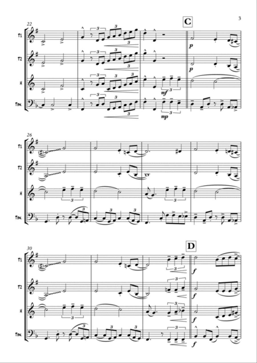 Isn't She Lovely Isn't She Lovely Brass Quartet scores gallery preview page 3