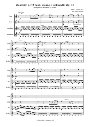 J. C. Bach Quartet in C arranged for Four Flutes (2 concert, alto, bass)