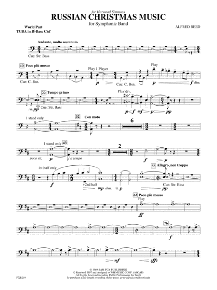 Russian Christmas Music: (World Part) B-flat Tuba B.C. Concert Band scores gallery preview page 1