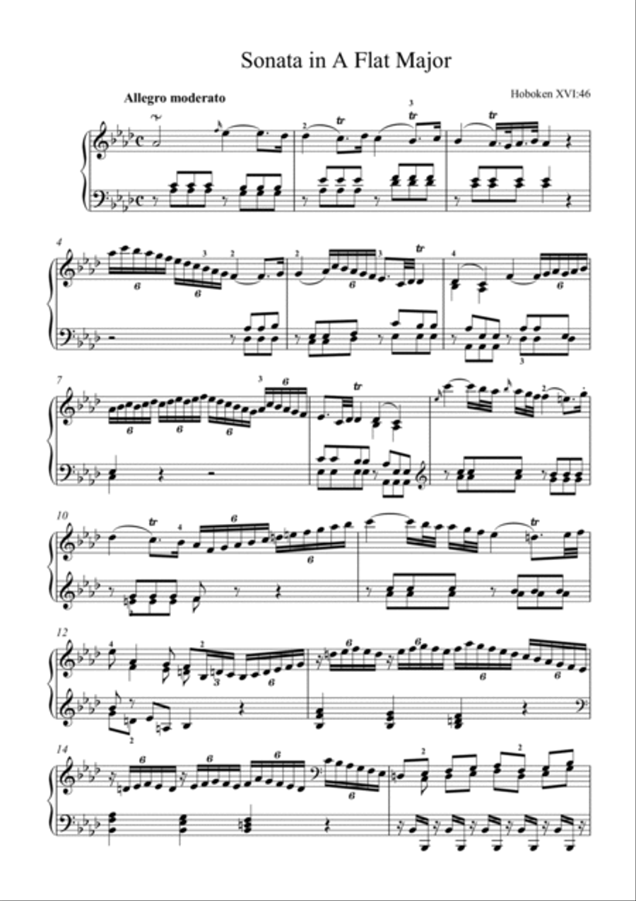 Haydn-Piano Sonata in A♭ major, Hob.XVI.46(Piano solo) Small Ensemble scores gallery preview page 2