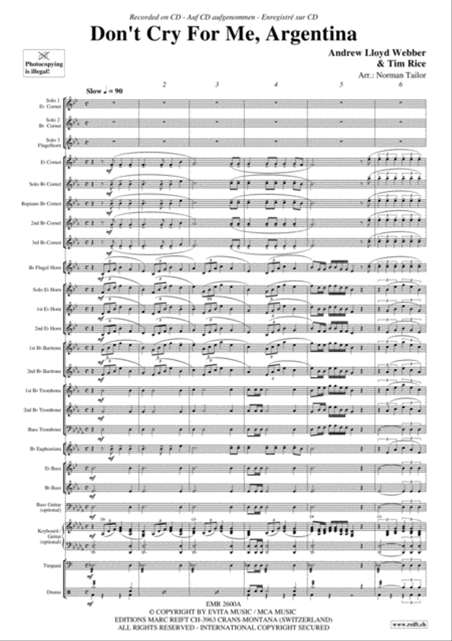 Don't Cry For Me, Argentina Brass Trio scores gallery preview page 3